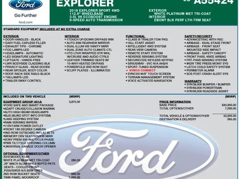 Used 2018 Ford Explorer Sport w/ Equipment Group 401A AWD/4WD image 2