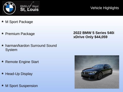 Used 2022 BMW 540i xDrive w/ M Sport Package image 8