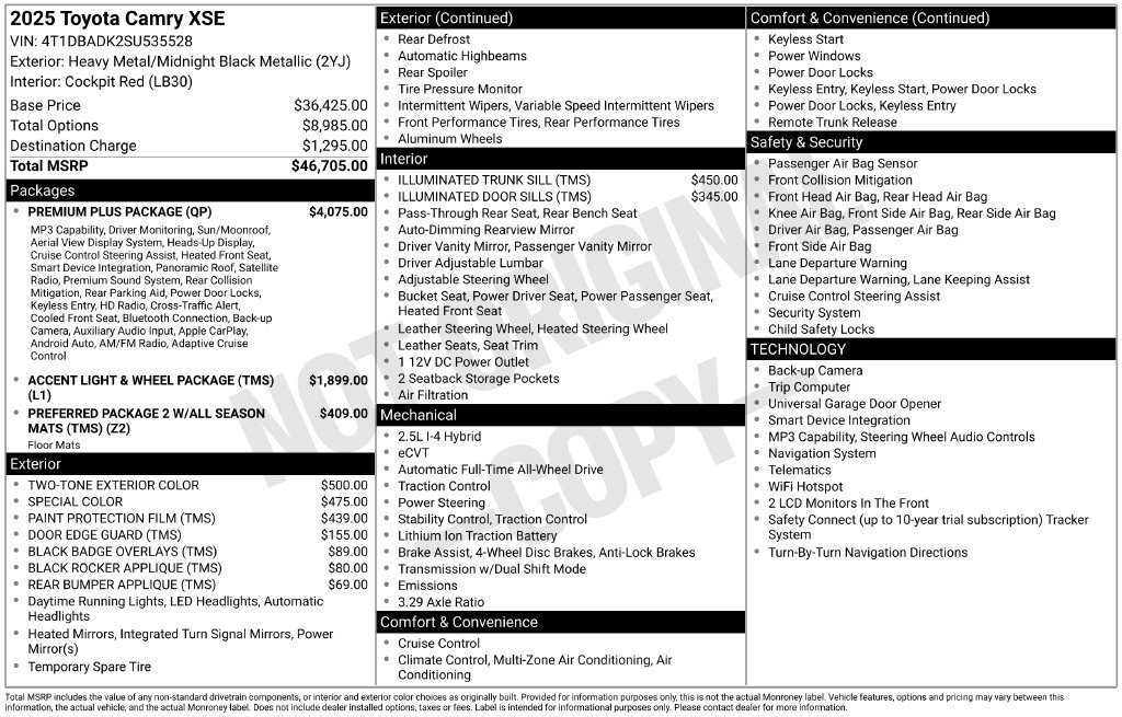 Certified 2025 Toyota Camry XSE w/ Premium Plus Package AWD/4WD image 5