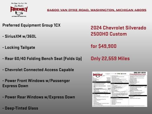 Used 2024 Chevrolet Silverado 2500 Custom w/ Custom Convenience Package AWD/4WD image 3