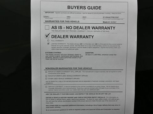 Used 2023 Subaru WRX Base image 35