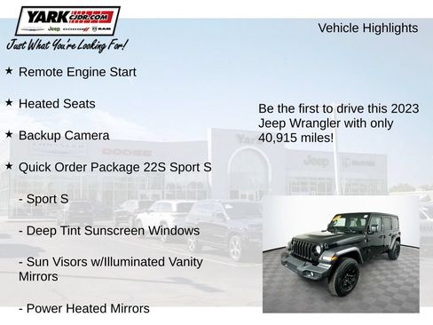 Certified 2023 Jeep Wrangler Unlimited Sport AWD/4WD image 13