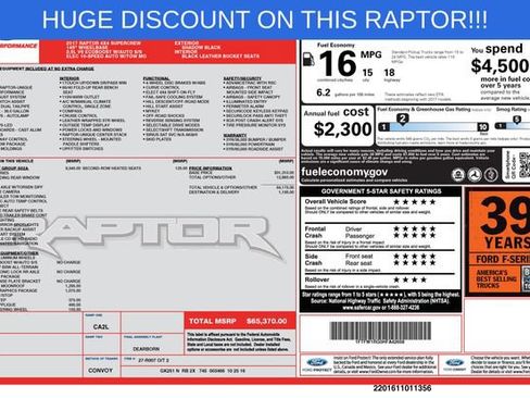 Used 2017 Ford F150 Raptor w/ Equipment Group 802A Luxury AWD/4WD image 2