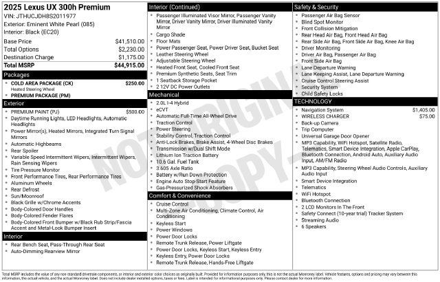 Certified 2025 Lexus UX 300h AWD w/ Cold Area Package image 16