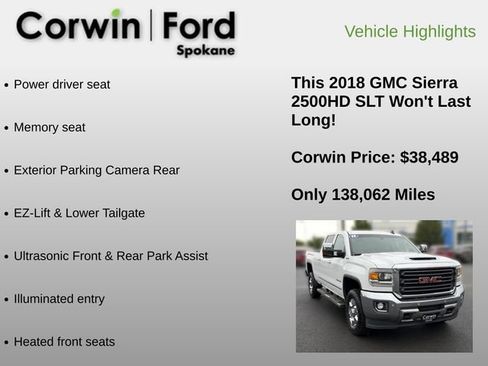 Used 2018 GMC Sierra 2500 SLT w/ Duramax Plus Package AWD/4WD image 12