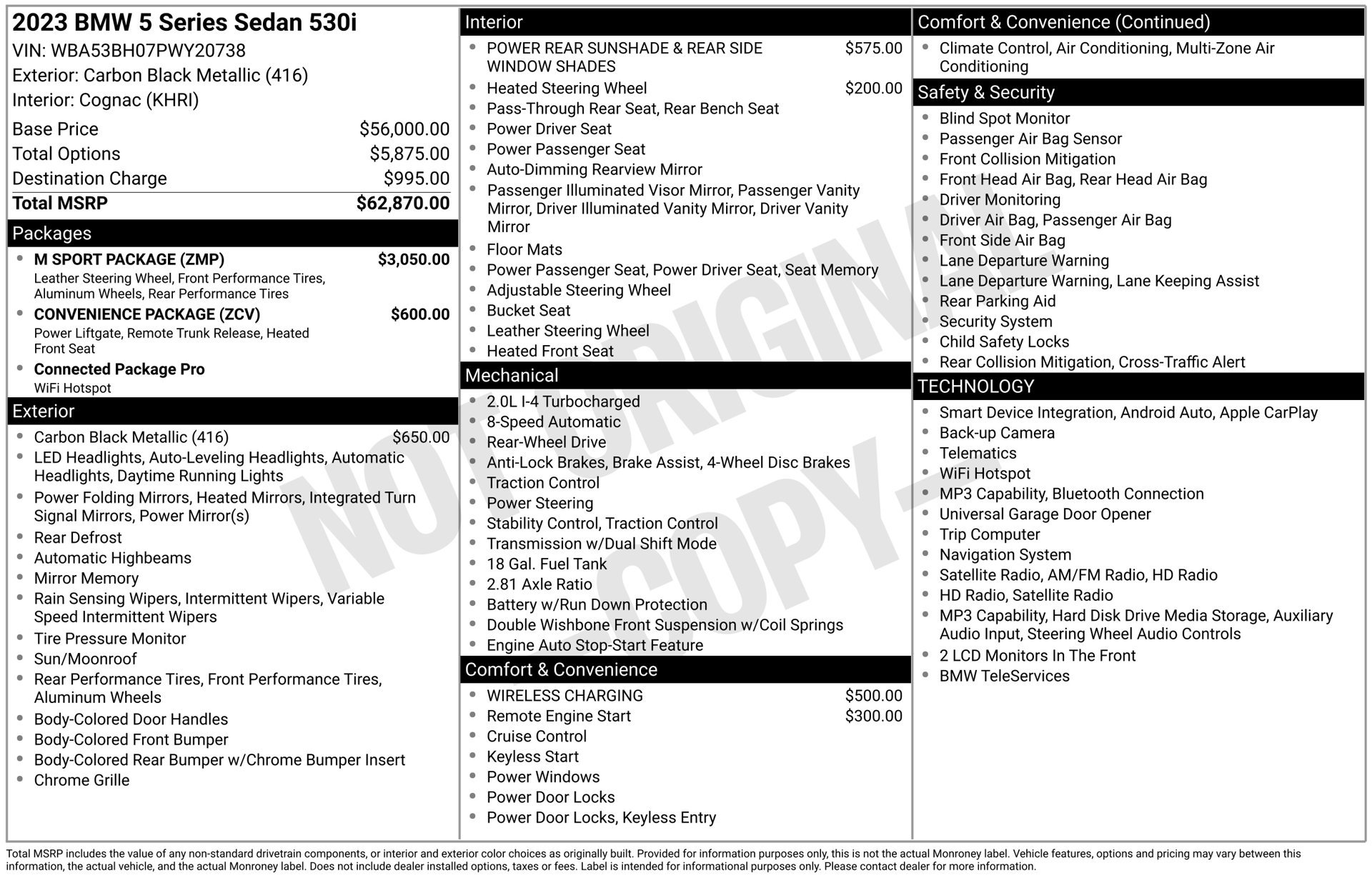 Used 2023 BMW 530i w/ M Sport Package RWD image 11