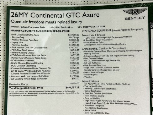 New 2026 Bentley Continental GT Azure AWD/4WD image 31