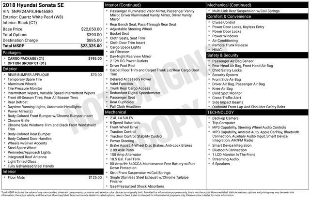 Used 2018 Hyundai Sonata SE w/ Cargo Package FWD image 12
