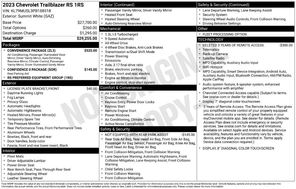 Used 2023 Chevrolet TrailBlazer RS w/ Convenience Package AWD/4WD image 4