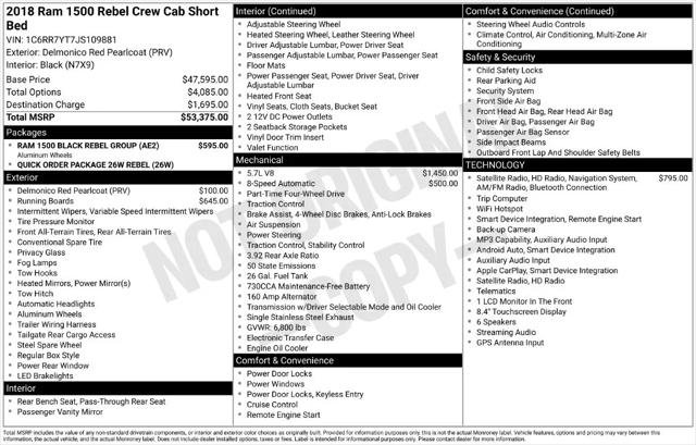 Certified 2018 RAM 1500 Rebel w/ Ram 1500 Black Rebel Group AWD/4WD image 8
