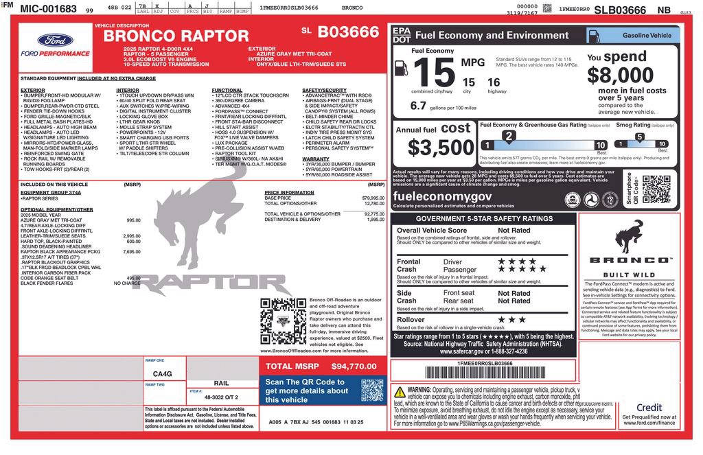 New 2025 Ford Bronco Raptor AWD/4WD image 7