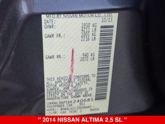 Used 2014 Nissan Altima 2.5 SL w/ Moonroof Package FWD image 39