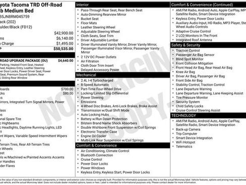 Used 2024 Toyota Tacoma TRD Off-Road w/ TRD Off Road Upgrade Package image 48