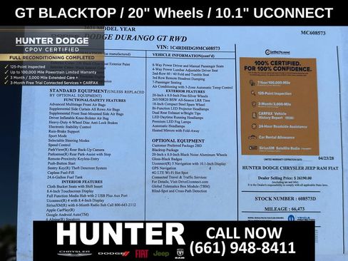 Certified 2021 Dodge Durango GT w/ Blacktop Package RWD image 3