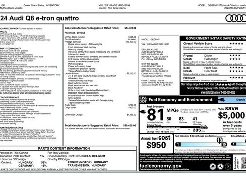Used 2024 Audi Q8 e-tron Prestige w/ Prestige Package image 4