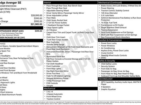Used 2014 Dodge Avenger SE w/ Rallye Appearance Group FWD image 2