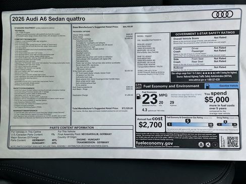 New 2026 Audi A6 Premium Plus AWD/4WD image 48