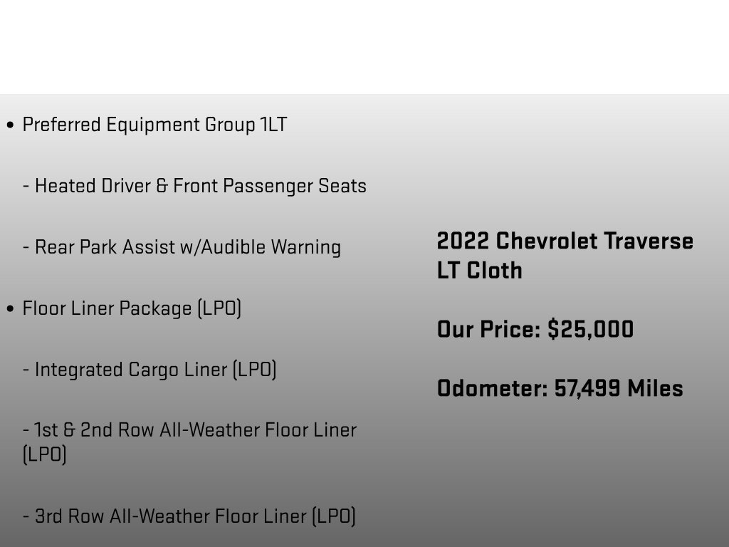 Used 2022 Chevrolet Traverse LT w/ LPO, Black Accent Package AWD/4WD image 6