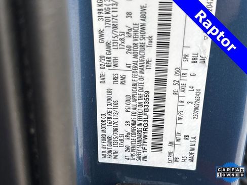 Used 2020 Ford F150 Raptor w/ Equipment Group 802A Luxury image 28