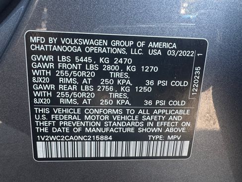 Used 2022 Volkswagen Atlas Cross Sport SE w/ Black Wheel Package FWD image 16
