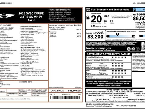 Used 2025 Genesis GV80 3.5T e-SC image 35