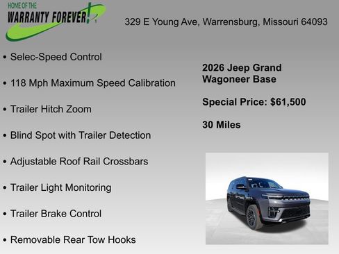 New 2026 Jeep Grand Wagoneer 4WD w/ HD Trailer Tow Package image 14