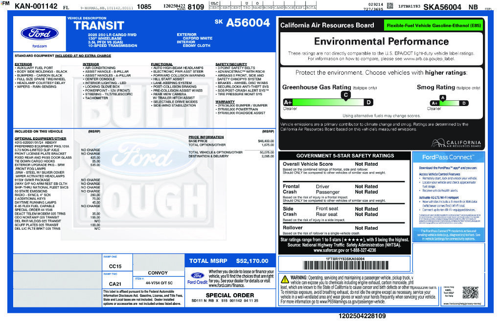 Certified 2025 Ford Transit 250 Low Roof w/ Exterior Upgrade Package RWD image 6