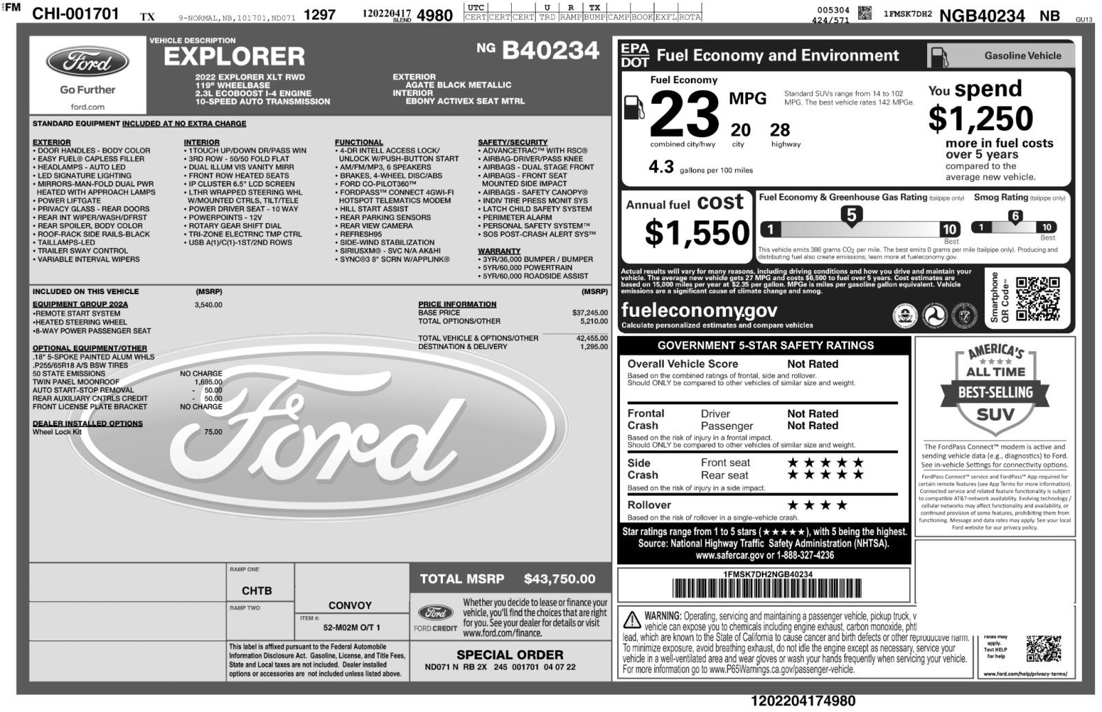 Used 2022 Ford Explorer XLT w/ Equipment Group 202A RWD image 54