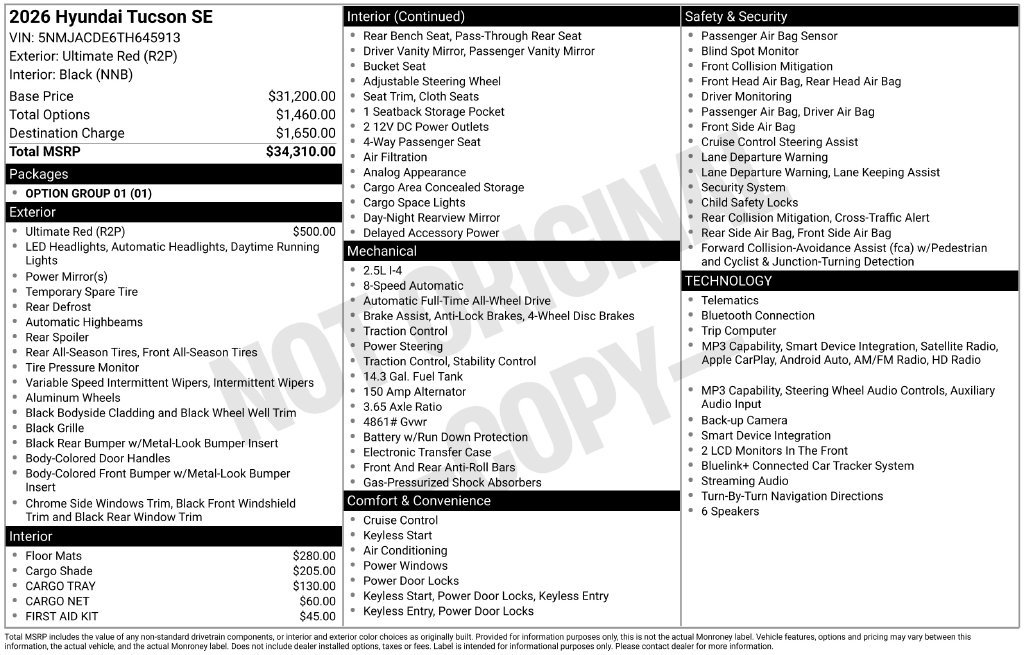New 2026 Hyundai Tucson SE AWD/4WD image 18