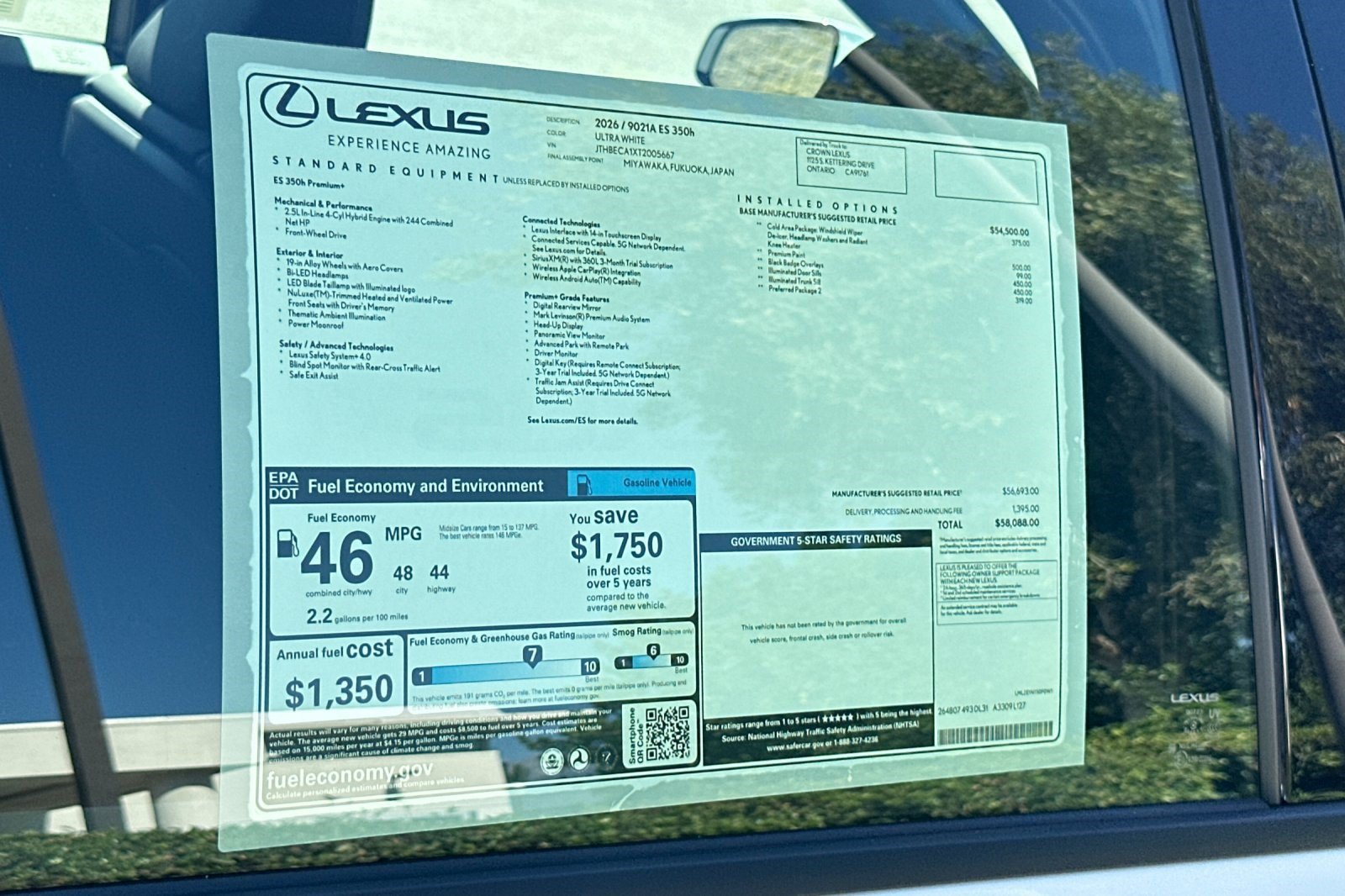 New 2026 Lexus ES 350h w/ Cold Area Package FWD image 28