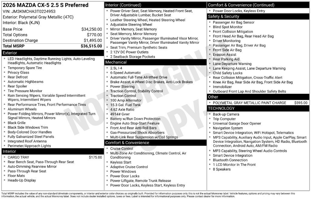 New 2026 MAZDA CX-5 Preferred AWD/4WD image 3