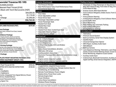 Used 2024 Chevrolet Traverse RS w/ LPO, Floor Liner Package FWD image 6