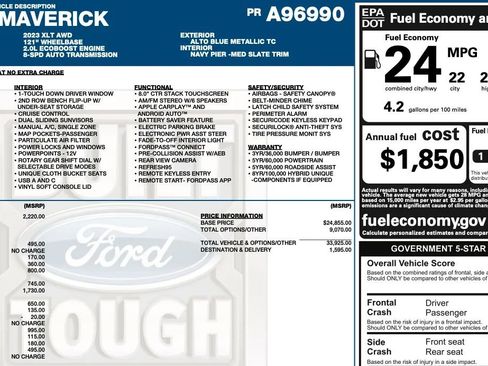 Used 2023 Ford Maverick XLT w/ Equipment Group 300A Standard image 2