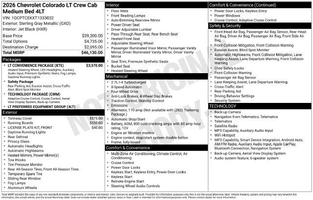 New 2026 Chevrolet Colorado LT w/ LT Convenience Package AWD/4WD image 26