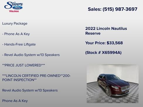 Used 2022 Lincoln Nautilus Reserve FWD image 22
