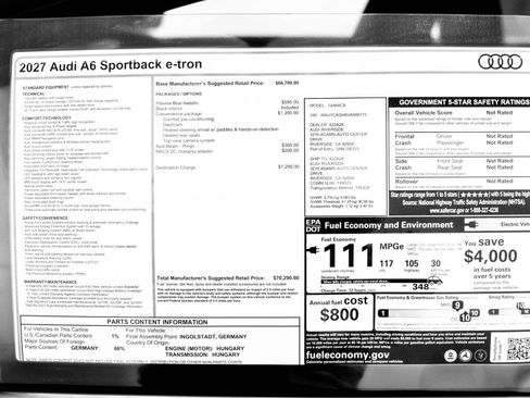 New 2027 Audi A6 e-tron Premium RWD image 23
