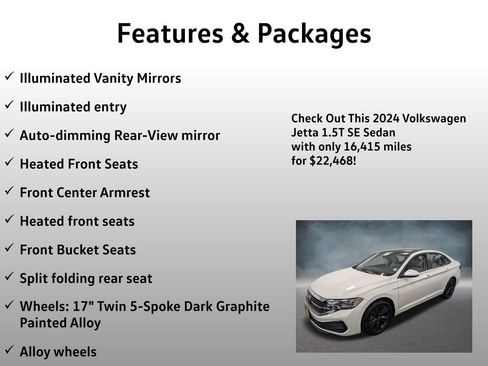 Used 2024 Volkswagen Jetta SE w/ Panoramic Sunroof Package FWD image 17