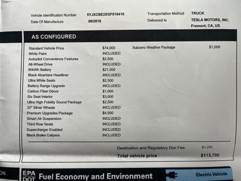 Used 2016 Tesla Model X 90D AWD/4WD image 9