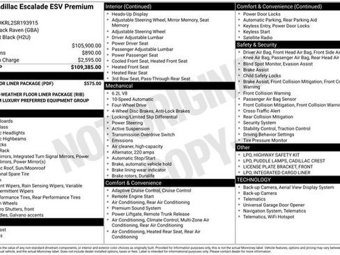 Used 2025 Cadillac Escalade ESV Premium Luxury w/ LPO, Floor Liner Package image 1