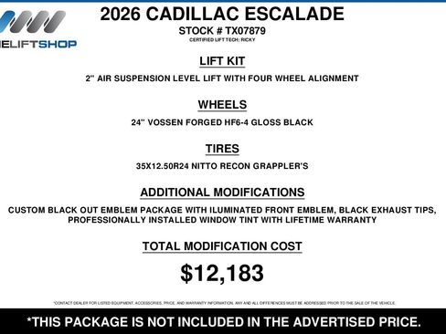 Used 2026 Cadillac Escalade Platinum Sport w/ LPO, ONYX Package image 2