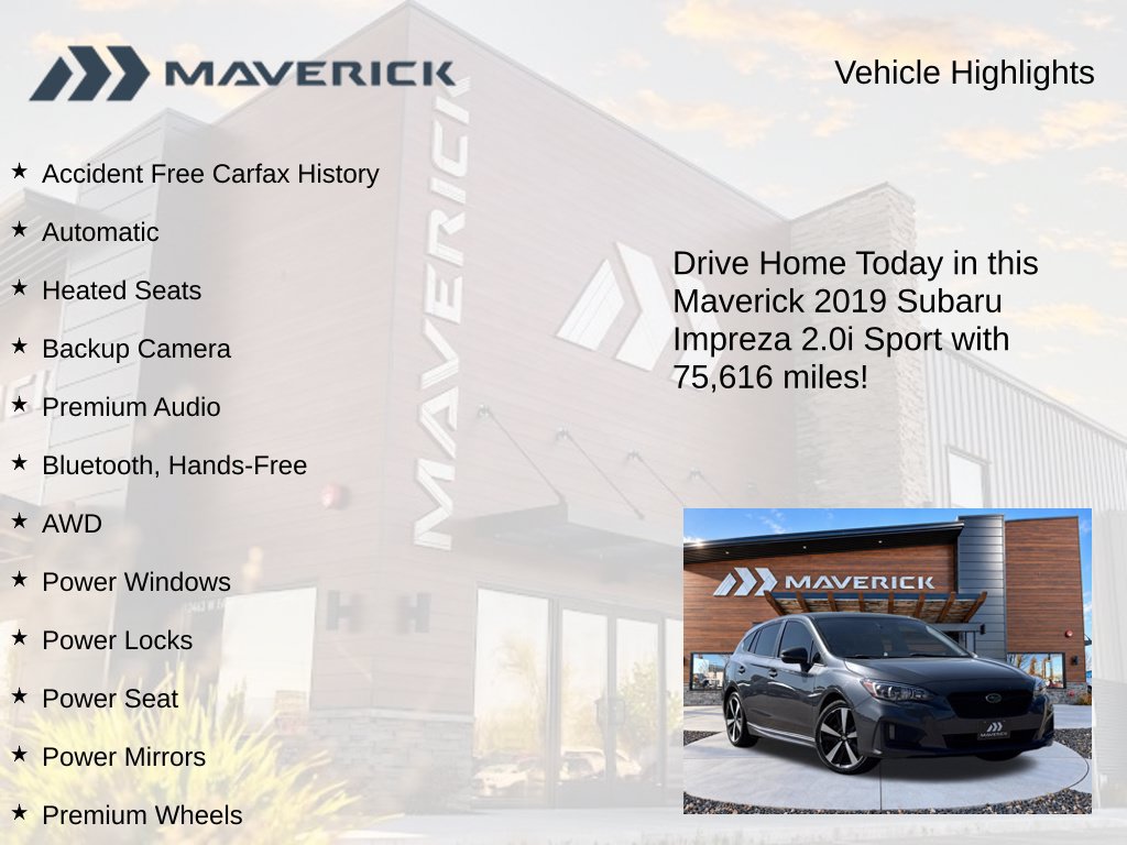 Used 2019 Subaru Impreza 2.0i Sport w/ Popular Package #2 AWD/4WD image 5
