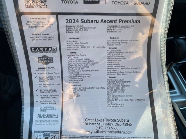 Used 2024 Subaru Ascent Premium w/ Convenience Package AWD/4WD image 27