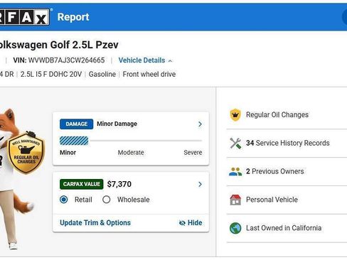 Used 2012 Volkswagen Golf 4-Door FWD image 2