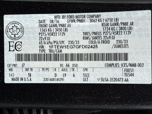 Used 2016 Ford F150 Limited AWD/4WD image 33