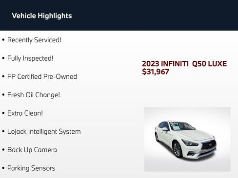 Used 2023 INFINITI Q50 Luxe w/ Cargo Package AWD/4WD image 2