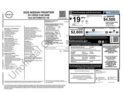 New 2026 Nissan Frontier SV image 38