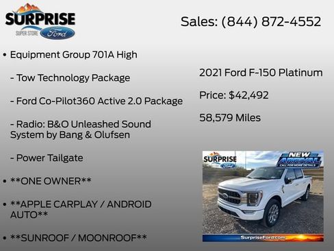 Used 2021 Ford F150 Platinum w/ Equipment Group 701A High AWD/4WD image 16