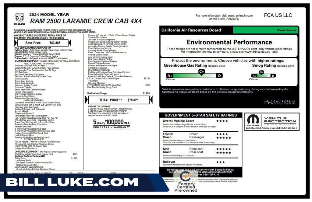 Certified 2024 RAM 2500 Laramie w/ Safety Group AWD/4WD image 1