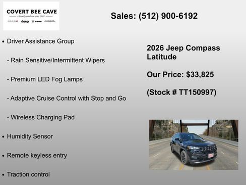 New 2026 Jeep Compass Latitude w/ Quick Order Package 29K AWD/4WD image 6