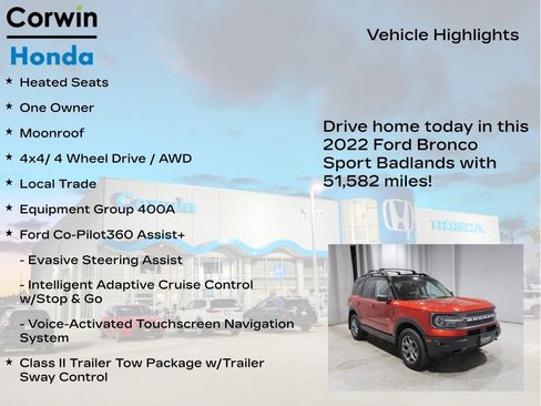 Used 2022 Ford Bronco Sport Badlands w/ Premium Package AWD/4WD image 7